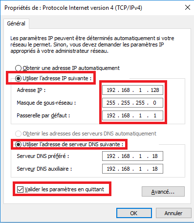 1-attribuer une adresse IP statique sous Windows 10